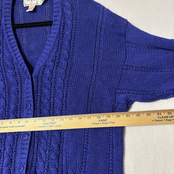 AMERICAN WEEKEND Vintage 80s Cardigan Sweater Women’s L Blue - Picture 5 of 8